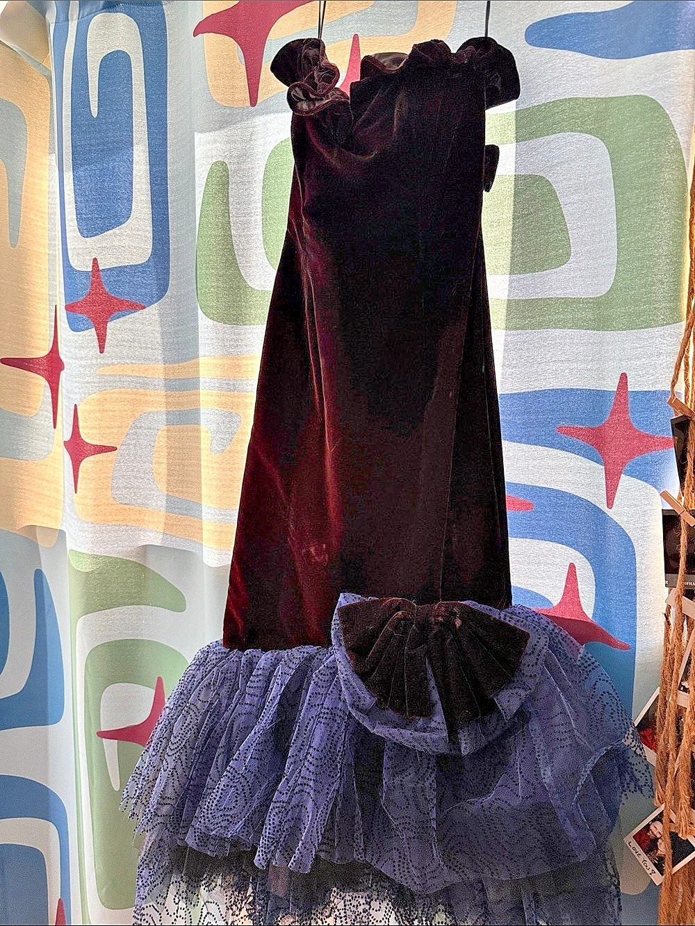 LORALIE Velvet Lace Ruffle Dress